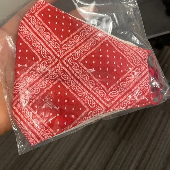 Red Bandana paisley Fuzzy Platform Clog Sandals - Picture 3 of 3